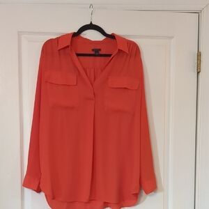 Ann Taylor Orange 2 Pocket Blouse